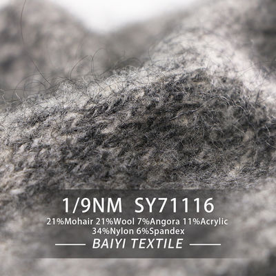 Smooth Durable Mohair And Wool Yarn 1/9NM Anti Pilling Recycled
